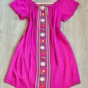 Davi & Dani boutique dress fuschia purple floral embroidery southwestern style